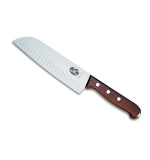 VICTORINOX japansk kokkekniv L:170mm Santokukniv med luftlommer og treskaft 